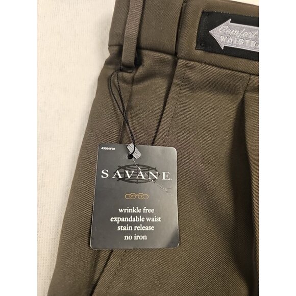NWT SAVANNE Men's Pants 38x29 Brown  Straight Fit  Pleated Comfort Waist New - Picture 4 of 8